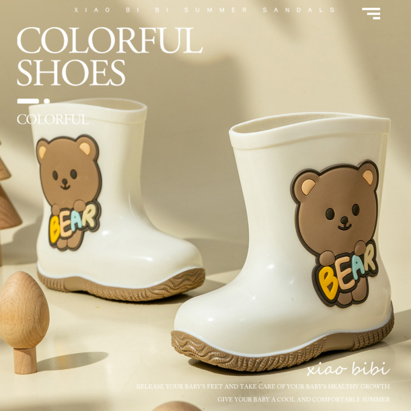 Dječje kišne čizme s karikaturnim uzorkom, PVC gornji dio, niski potpetica, kratka visina čizme, vodootporne