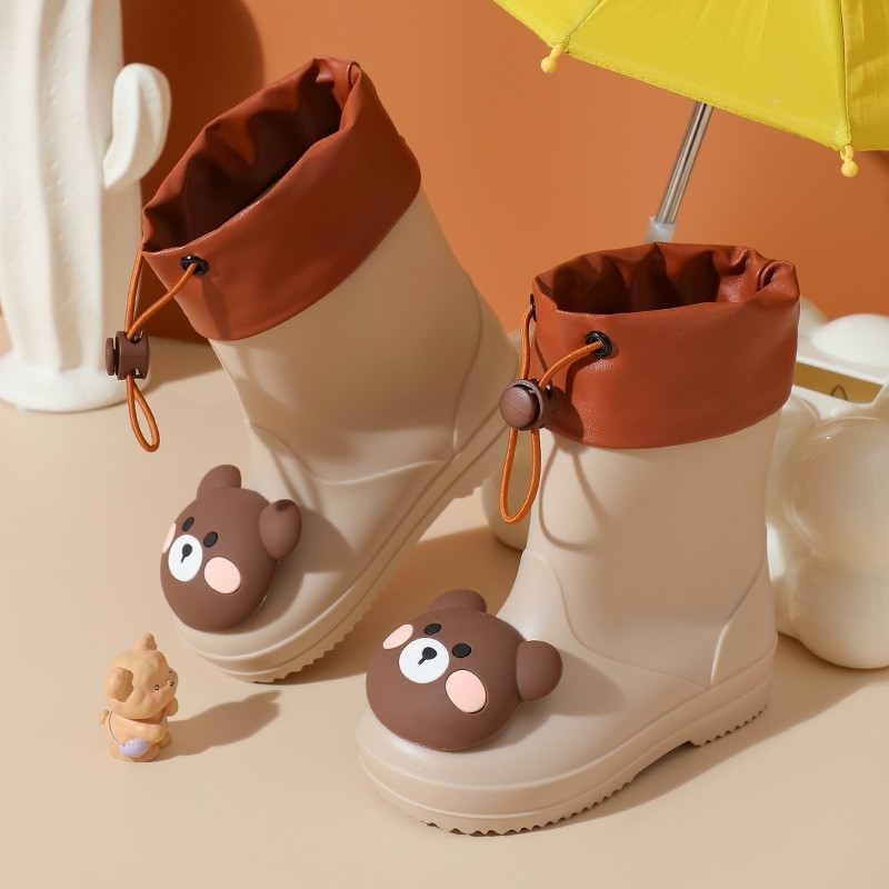 Ghete de ploaie pentru copii, partea superioară din PVC, înălțime medie, model animale desenate, unisex, pentru vârsta 4–12 ani