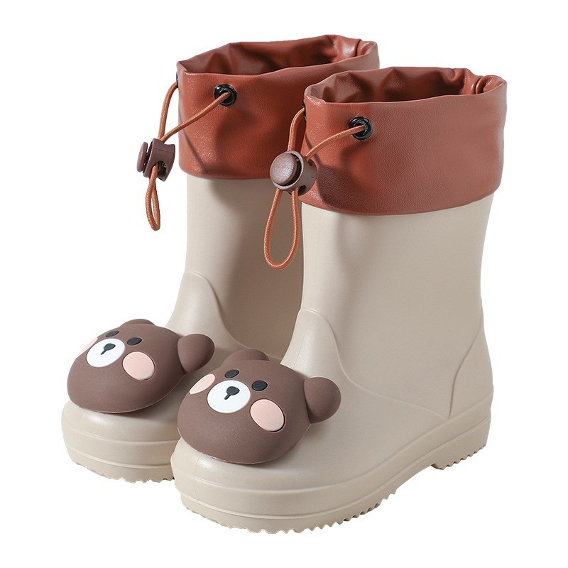 Ghete de ploaie pentru copii, partea superioară din PVC, înălțime medie, model animale desenate, unisex, pentru vârsta 4–12 ani