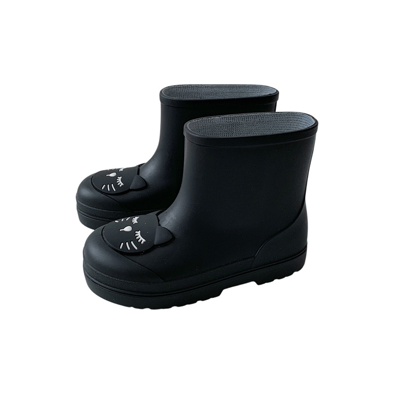Gyerekeknek készült esőcsizma Cartoon stílusban, PVC felsőrész, fleece bélés, alacsony szár, uniszex, csúszásmentes vastag talp