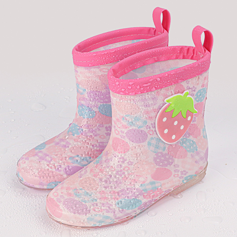 Gyerek esőcsizmák Cartoon mintával, PVC felsőrész, lapos sarok, alacsony cső, négy évszak