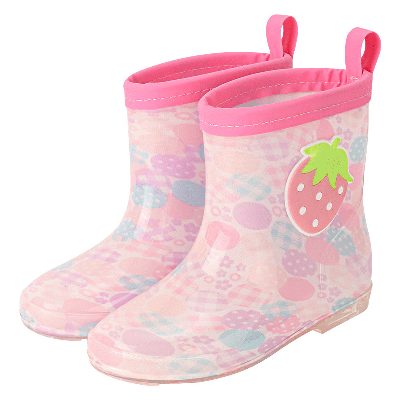 Gyerek esőcsizmák Cartoon mintával, PVC felsőrész, lapos sarok, alacsony cső, négy évszak