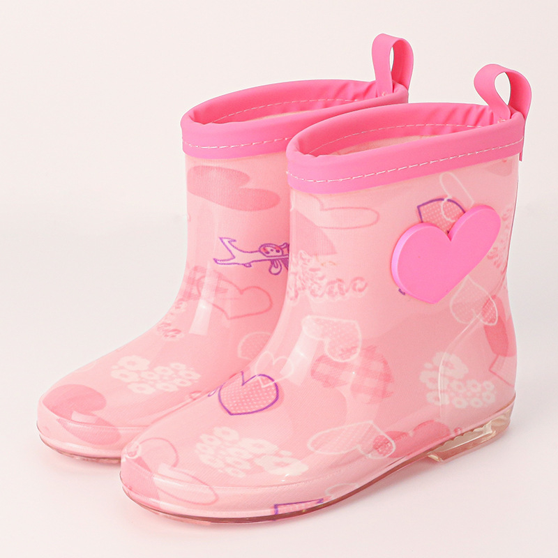 Gyerek esőcsizmák Cartoon mintával, PVC felsőrész, lapos sarok, alacsony cső, négy évszak