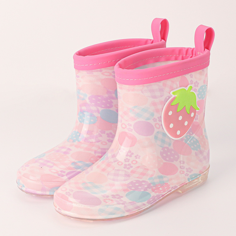 Gyerek esőcsizmák Cartoon mintával, PVC felsőrész, lapos sarok, alacsony cső, négy évszak
