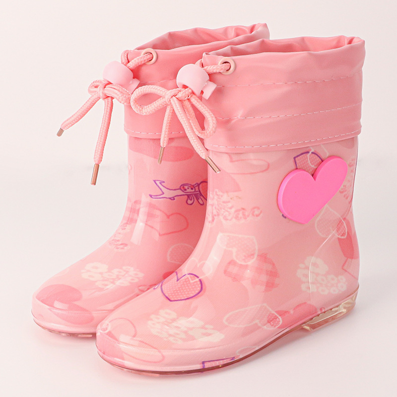 Gyerek esőcsizmák Cartoon mintával, PVC felsőrész, lapos sarok, alacsony cső, négy évszak