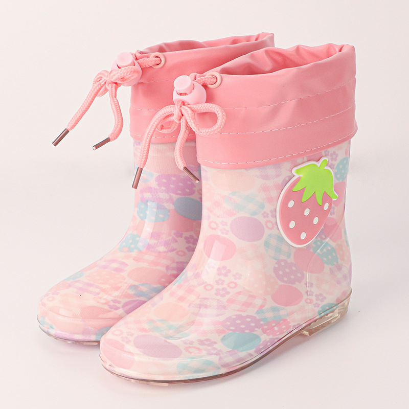 Gyerek esőcsizmák Cartoon mintával, PVC felsőrész, lapos sarok, alacsony cső, négy évszak