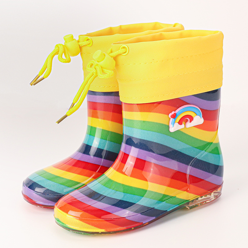 Gyerek esőcsizmák Cartoon mintával, PVC felsőrész, lapos sarok, alacsony cső, négy évszak