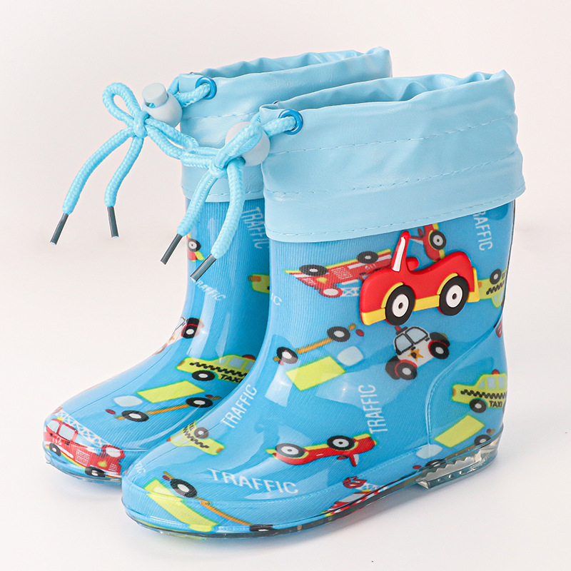 Gyerek esőcsizmák Cartoon mintával, PVC felsőrész, lapos sarok, alacsony cső, négy évszak