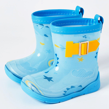 Baoyu gyermek esőcsizmája, PVC felsőrész, lapos sarok, középső szár, rajzfilm mintával