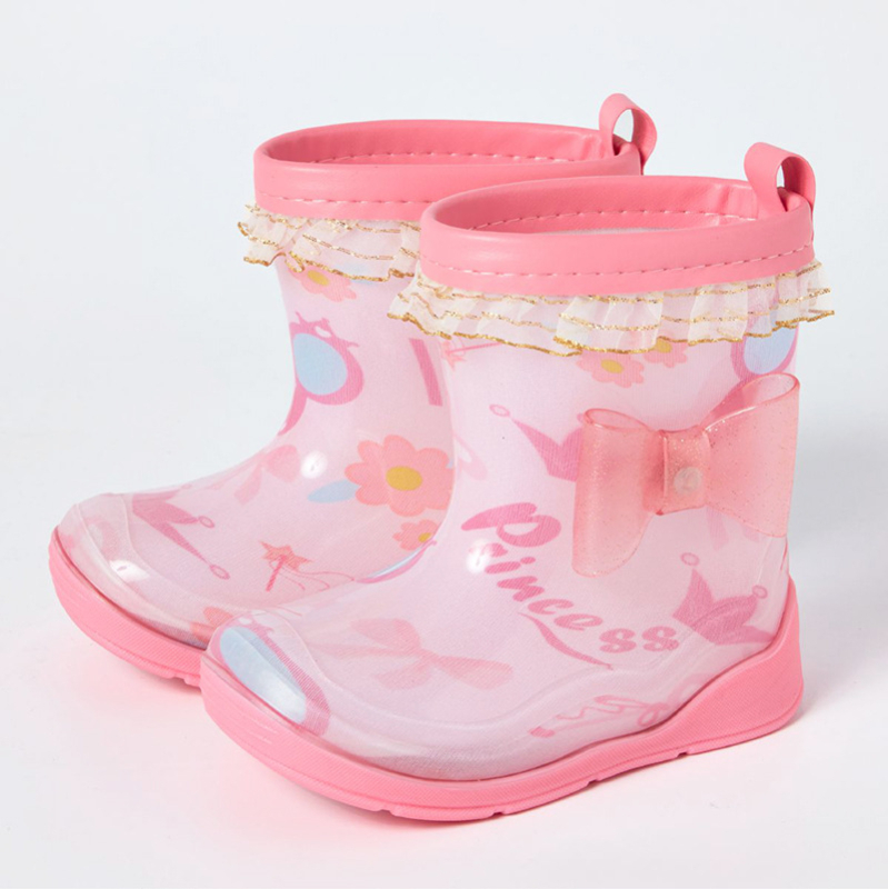 Baoyu gyermek esőcsizmája, PVC felsőrész, lapos sarok, középső szár, rajzfilm mintával