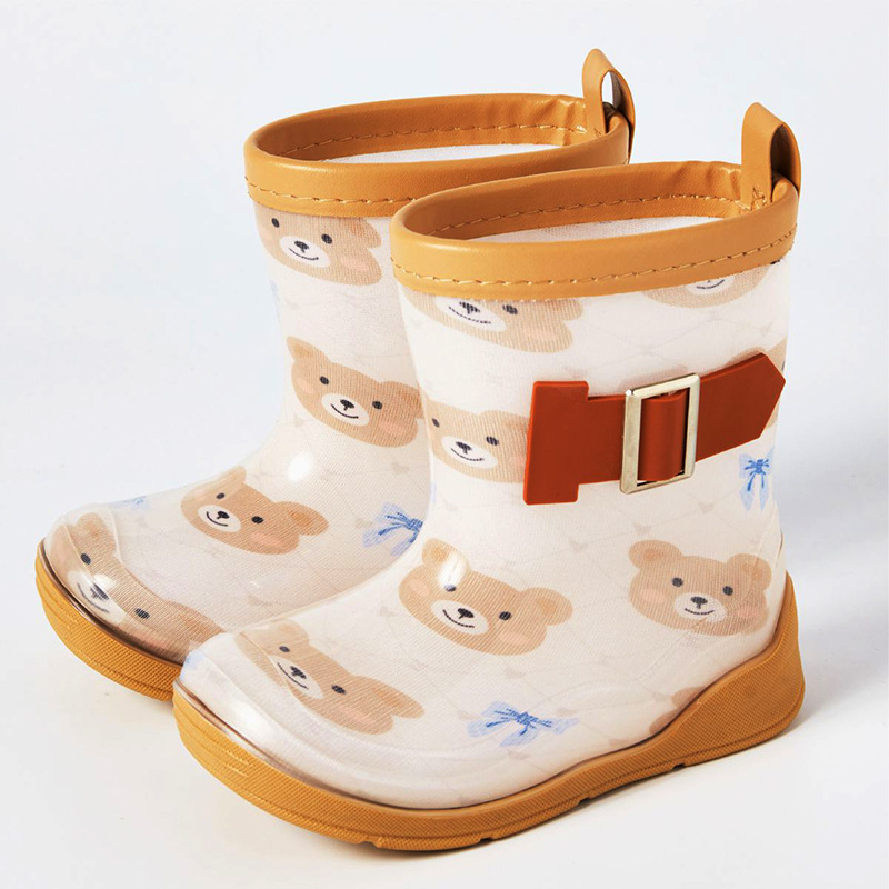 Baoyu gyermek esőcsizmája, PVC felsőrész, lapos sarok, középső szár, rajzfilm mintával