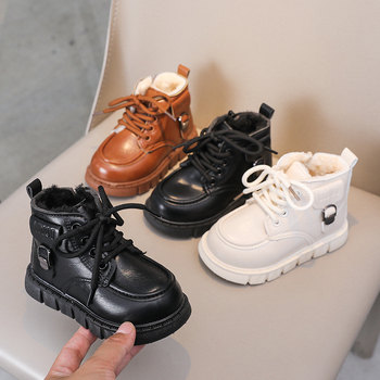 Vaikiški martininiai batai žiemai: viršus iš mikropluošto odos, gumos pada, atsparūs vandeniui, Velcro užsegimas, vidinė dirbtinės kailio pamušalas