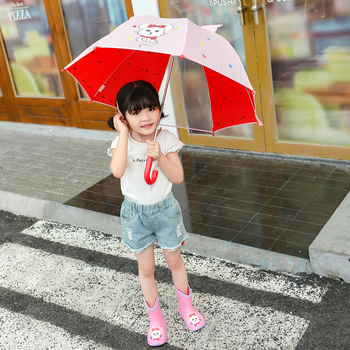 Gyerekeknek készült esőcsizma, esernyő és vízicipő szett, karikatúra mintával, PVC felsőrész, alacsony sarok, minden évszakra