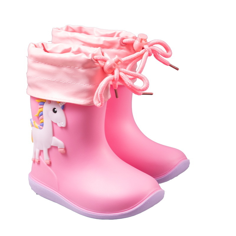 Gyerekeknek készült esőcsizma, esernyő és vízicipő szett, karikatúra mintával, PVC felsőrész, alacsony sarok, minden évszakra
