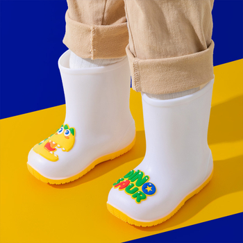 Gyerekeknek készült esőcsizma dinoszaurusz mintával, PVC felsőrész, uniszex, alacsony sarok 1–3 cm, középmagas szár (dinoszaurusz minta, PVC felső, uniszex, 1–3 cm sarok, középmagas szár)