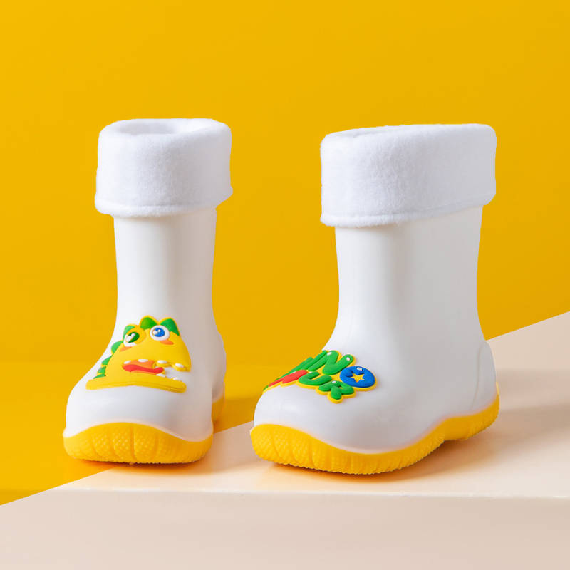 Gyerekeknek készült esőcsizma dinoszaurusz mintával, PVC felsőrész, uniszex, alacsony sarok 1–3 cm, középmagas szár (dinoszaurusz minta, PVC felső, uniszex, 1–3 cm sarok, középmagas szár)