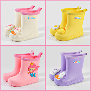 Gyerekeknek készült esőcsizmák, 3D-s rajzfilm mintával, PVC felsőrész, uniszex, 1–6 éveseknek
