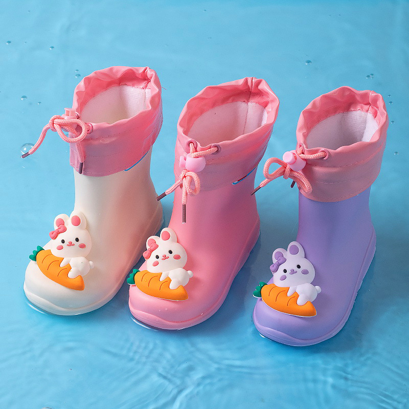 Gyerekeknek készült esőcsizmák, 3D-s rajzfilm mintával, PVC felsőrész, uniszex, 1–6 éveseknek