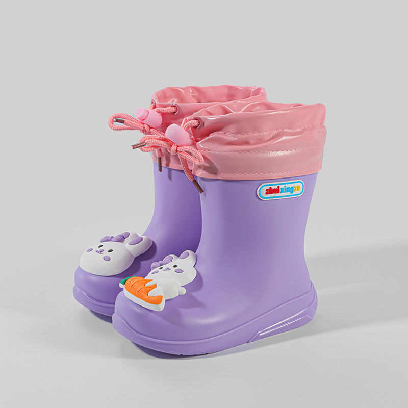 Gyerekeknek készült esőcsizmák, 3D-s rajzfilm mintával, PVC felsőrész, uniszex, 1–6 éveseknek