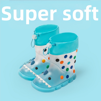 Gyerekeknek készült Cartoon Cápa esőcsizma – PVC felső rész, középmagas csizma, vízálló
