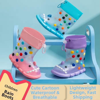 Gyerekeknek készült Cartoon Cápa esőcsizma – PVC felső rész, középmagas csizma, vízálló