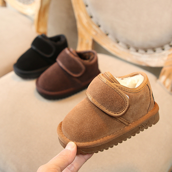 Vaikų žieminiai aulinukai iš natūralios odos, dirbtinis kailis viduje, TPR padai, Velcro užsegimas, žemas aukštis, korėjietiško stiliaus, unisex