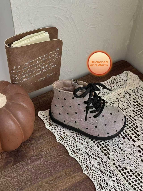 Madingi botai su retro Korejos stiliaus dizainu, šoninis užtrauktukas, velvetinis viršus, gumos padas, unisex, vaikams 4–12 metų