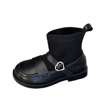 Mergaitėms skirti madingi batai iš karvų odos, guminė danga, vidutinio ilgio blauzda, EVA įdėklas, Korėjos stiliaus