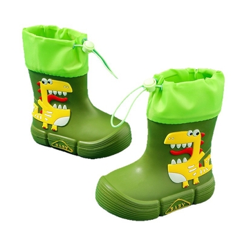 Gyerekeknek esőcsizma - EVA felsőrész, középső csőmagasság, lapos sarok, rajzfilm dinoszaurusz mintával, uniszex