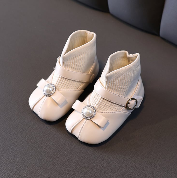 Детски ботуши за момичета – принцес стил, Ultra-fiber кожа, закопчаване на велкро, стелка от естествена кожа, гумена подметка