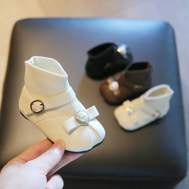 Детски ботуши за момичета – принцес стил, Ultra-fiber кожа, закопчаване на велкро, стелка от естествена кожа, гумена подметка