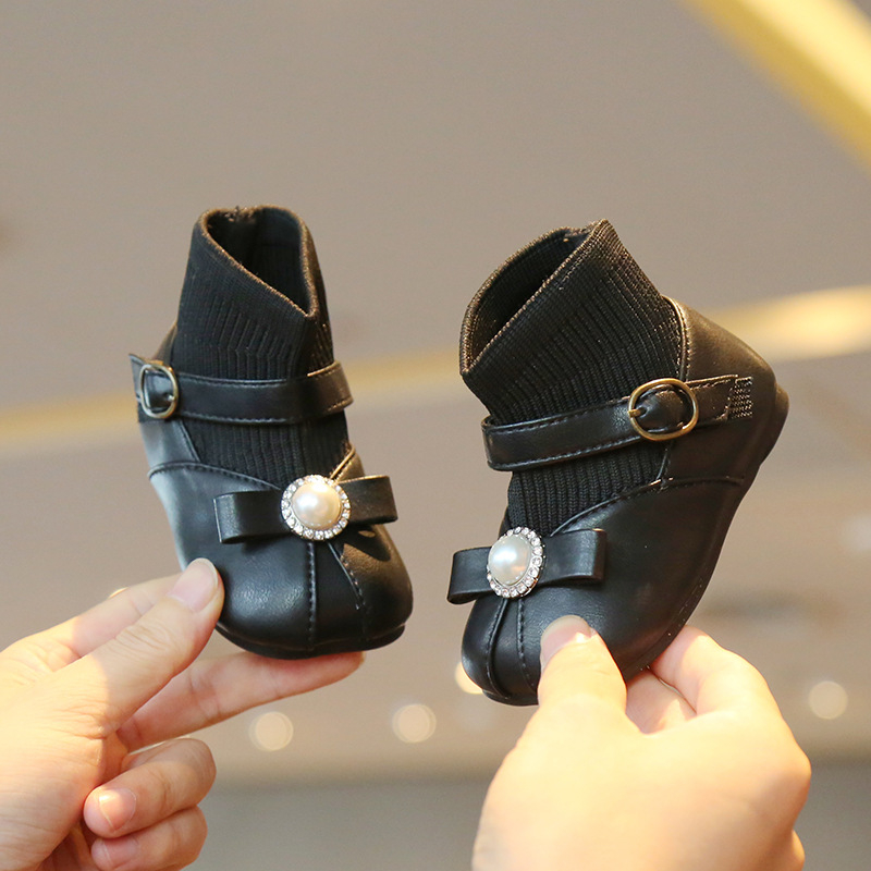 Детски ботуши за момичета – принцес стил, Ultra-fiber кожа, закопчаване на велкро, стелка от естествена кожа, гумена подметка