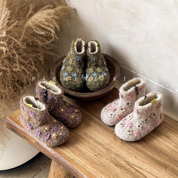 Cipelice za djevojčice do gležnja - gornji materijal: najlonski fleece, gumeni potplat, stil literarno retro, pogodno za uzrast 1–12 godina