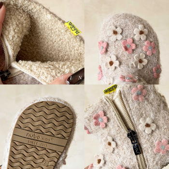 Cipelice za djevojčice do gležnja - gornji materijal: najlonski fleece, gumeni potplat, stil literarno retro, pogodno za uzrast 1–12 godina