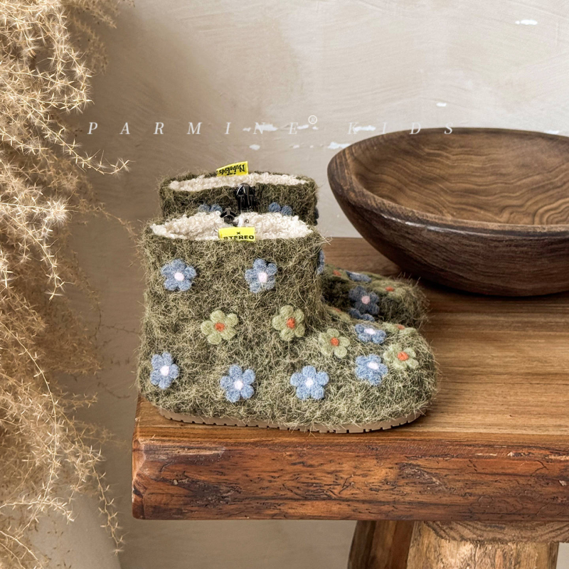 Cipelice za djevojčice do gležnja - gornji materijal: najlonski fleece, gumeni potplat, stil literarno retro, pogodno za uzrast 1–12 godina