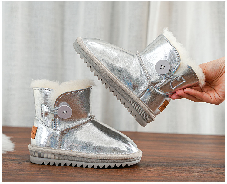 Pantofi de gleznă unisex, din piele naturală, partea superioară din piele de vită, pentru vârste 7–16 ani