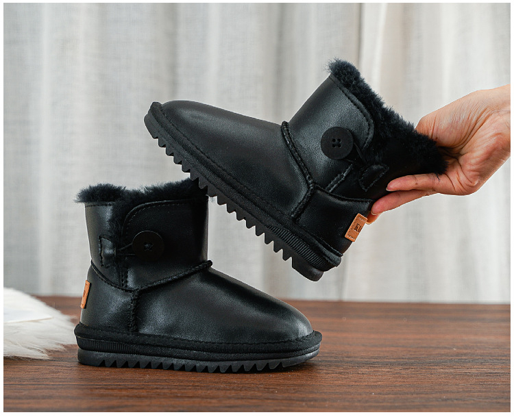 Pantofi de gleznă unisex, din piele naturală, partea superioară din piele de vită, pentru vârste 7–16 ani