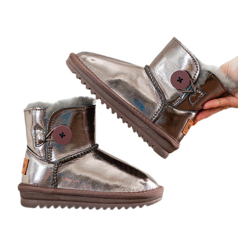 Pantofi de gleznă unisex, din piele naturală, partea superioară din piele de vită, pentru vârste 7–16 ani