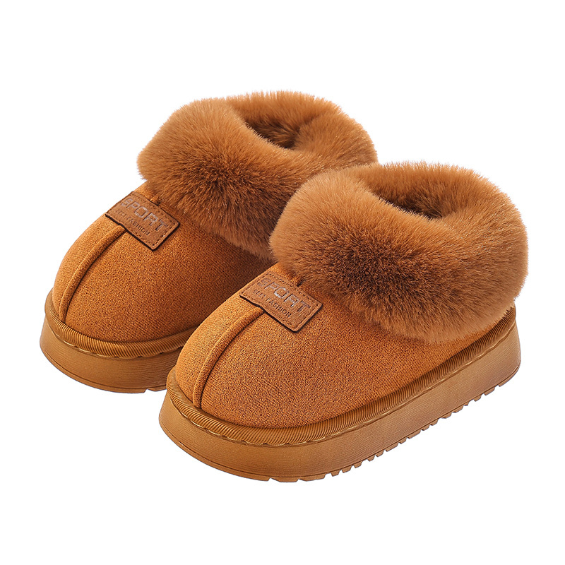 Botine de iarnă pentru copii, talpă antiaderentă, partea superioară din bumbac, căptușeală din fleece, pentru vârste 1–16 ani