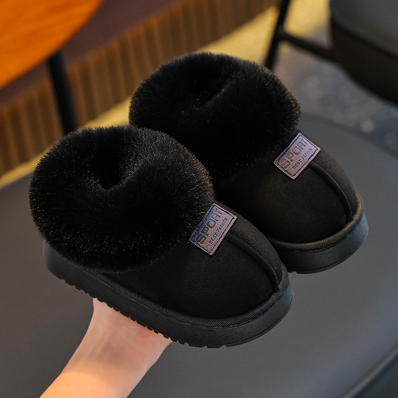 Botine de iarnă pentru copii, talpă antiaderentă, partea superioară din bumbac, căptușeală din fleece, pentru vârste 1–16 ani