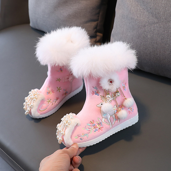 Tüdrukutele etnilise stiiliga tikitud saapad, ülaosa puuvillane, sisemus puuvillane, sisetald kangas, TPR talla, vanus 4–6 aastat