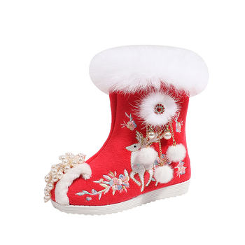 Tüdrukutele etnilise stiiliga tikitud saapad, ülaosa puuvillane, sisemus puuvillane, sisetald kangas, TPR talla, vanus 4–6 aastat