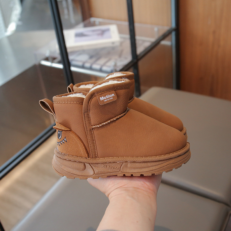 Dječje čizme za snijeg, zimski model 2025, slip-on, podstavljene fleeceom, kratke čizme s karikativnim dizajnom