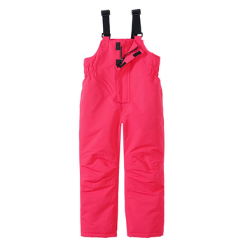 Pantaloni de schi pentru copii cu bretele, anti vânt și impermeabili, calzi cu umplutură din bumbac, țesătură poliester, detalii reflectorizante