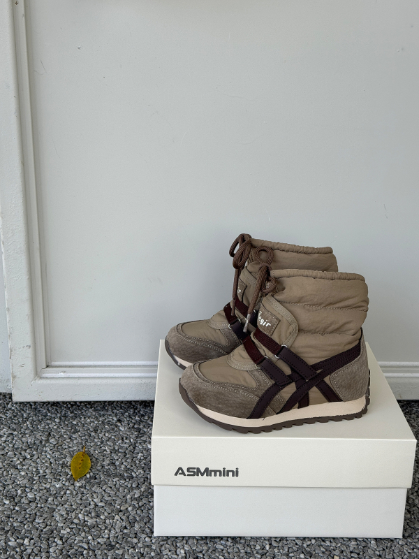 Asmmini Botine de iarnă unisex pentru gleznă - talpă din cauciuc, partea superioară din piele de porc + pânză, stil minimalist modern, iarnă 2025