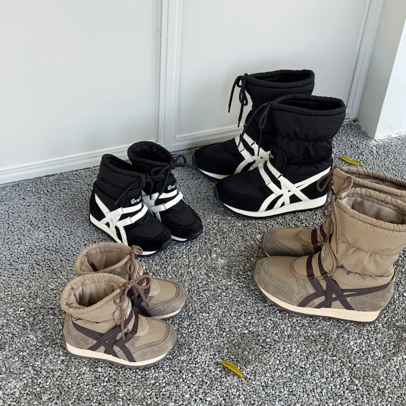 Asmmini Botine de iarnă unisex pentru gleznă - talpă din cauciuc, partea superioară din piele de porc + pânză, stil minimalist modern, iarnă 2025