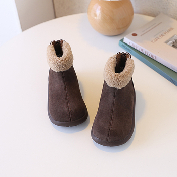 Ботуши до глезена за момичета, зимни, горна част от синтетична кожа, гумена подметка, за възраст 4–6 години