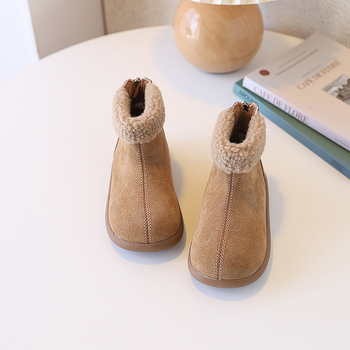 Ботуши до глезена за момичета, зимни, горна част от синтетична кожа, гумена подметка, за възраст 4–6 години