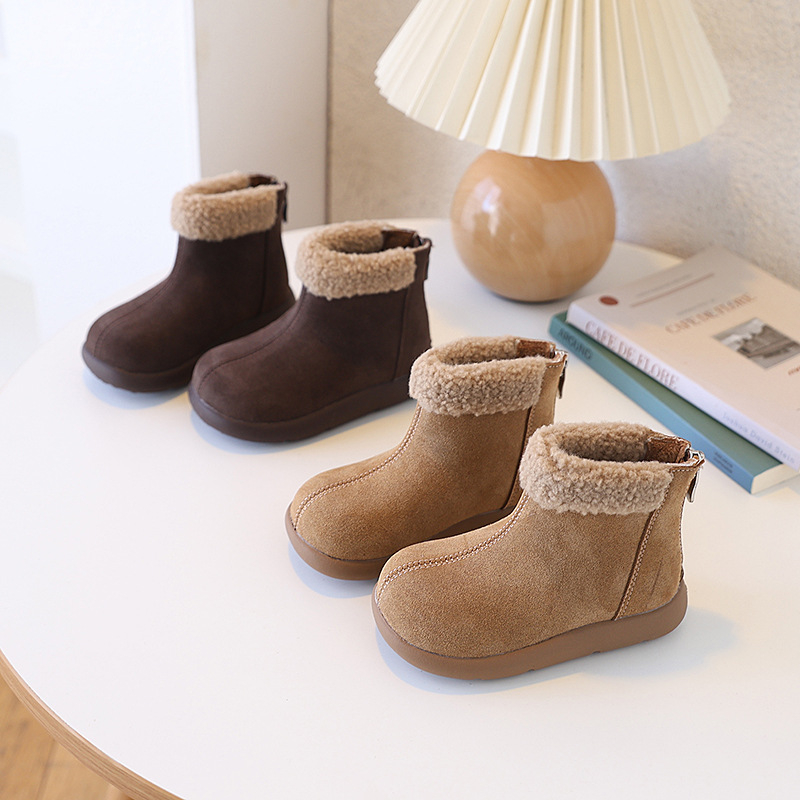 Ботуши до глезена за момичета, зимни, горна част от синтетична кожа, гумена подметка, за възраст 4–6 години