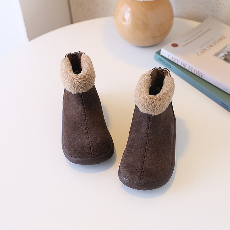 Ботуши до глезена за момичета, зимни, горна част от синтетична кожа, гумена подметка, за възраст 4–6 години